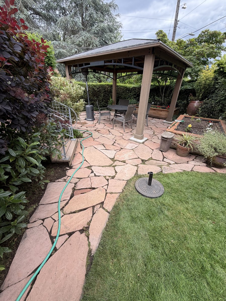 Flagstone patio after cleaning