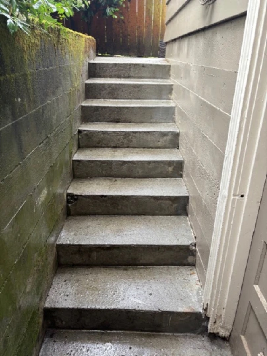 Exterior concrete steps after cleaning